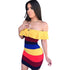 Rainbow Striped Flounce Off Shoulder Bodycon Dress #Off The Shoulder